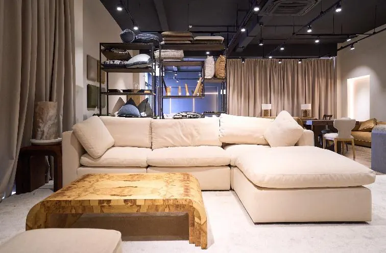 Upholstered sectional in the Vietnam showroom